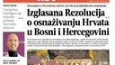 Večernji list BiH u četvrtak donosi: Izglasana rezolucija o Hrvatima u BiH, pripreme za digitalni euro, novi val terorizma u Europi
