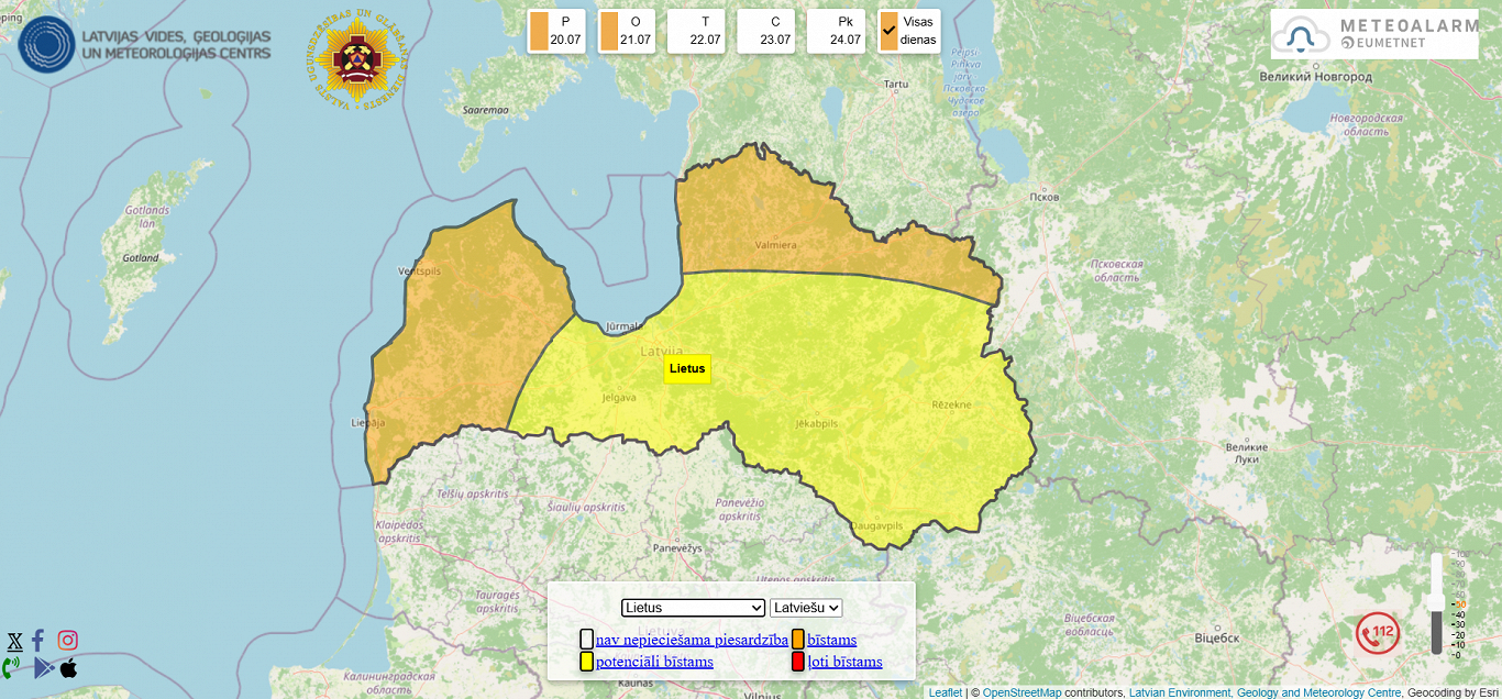 Storm warning on Monday across Latvia