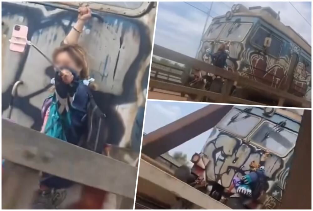 "Lajk je bitniji od života, a jedan trzaj je deli od smrti" Jeziv snimak sa Pančevca: Devojčica visi sa voza u pokretu i snima se! Ljudi zgroženi (VIDEO)