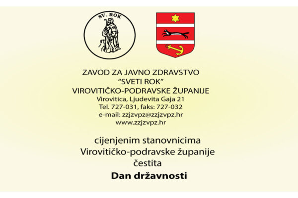 Dan državnosti čestita vam Zavod za javno zdravstvo “Sveti Rok” VPŽ