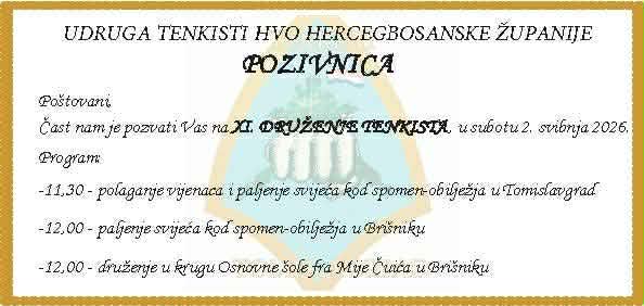Najava susreta udruge tenkista  HVO HBŽ