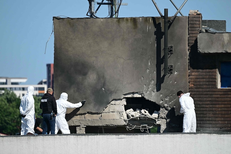 Russian drone hits Romanian apartment block, injures two