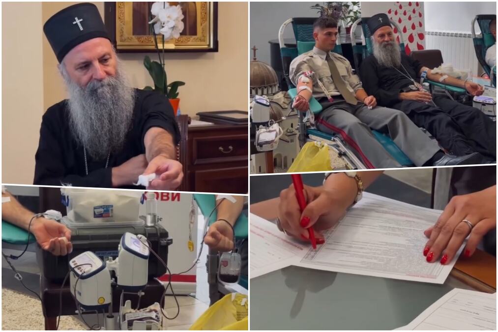 Patrijarh Porfirije služio liturgiju u Hramu svetog Save: Poglavar SPC zatim učestvovao u akciji dobrovoljnog davanja krvi (VIDEO)