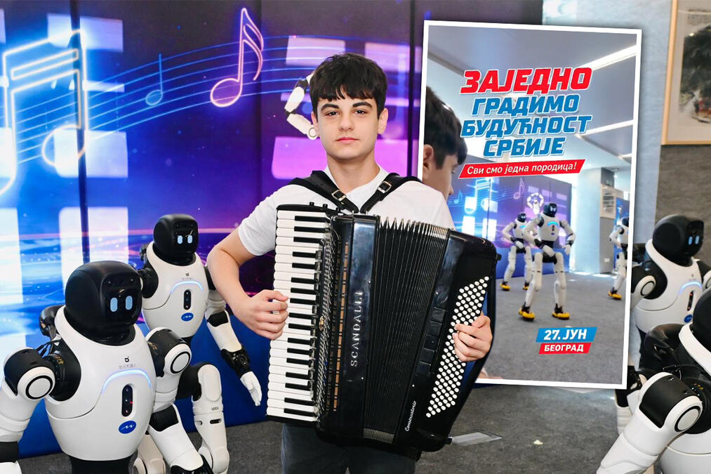 ZAJEDNO GRADIMO BUDUĆNOST SRBIJE! Mladi talentovani harmonikaš Vuk (13) pozvao na skup 27. juna: Uz njegove zvuke će roboti iz Kine zaigrati Moravac! (VIDEO)