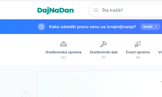 САЈТ ДАЈ НА ДАН: Изнајми све од бушилице до аутомобила