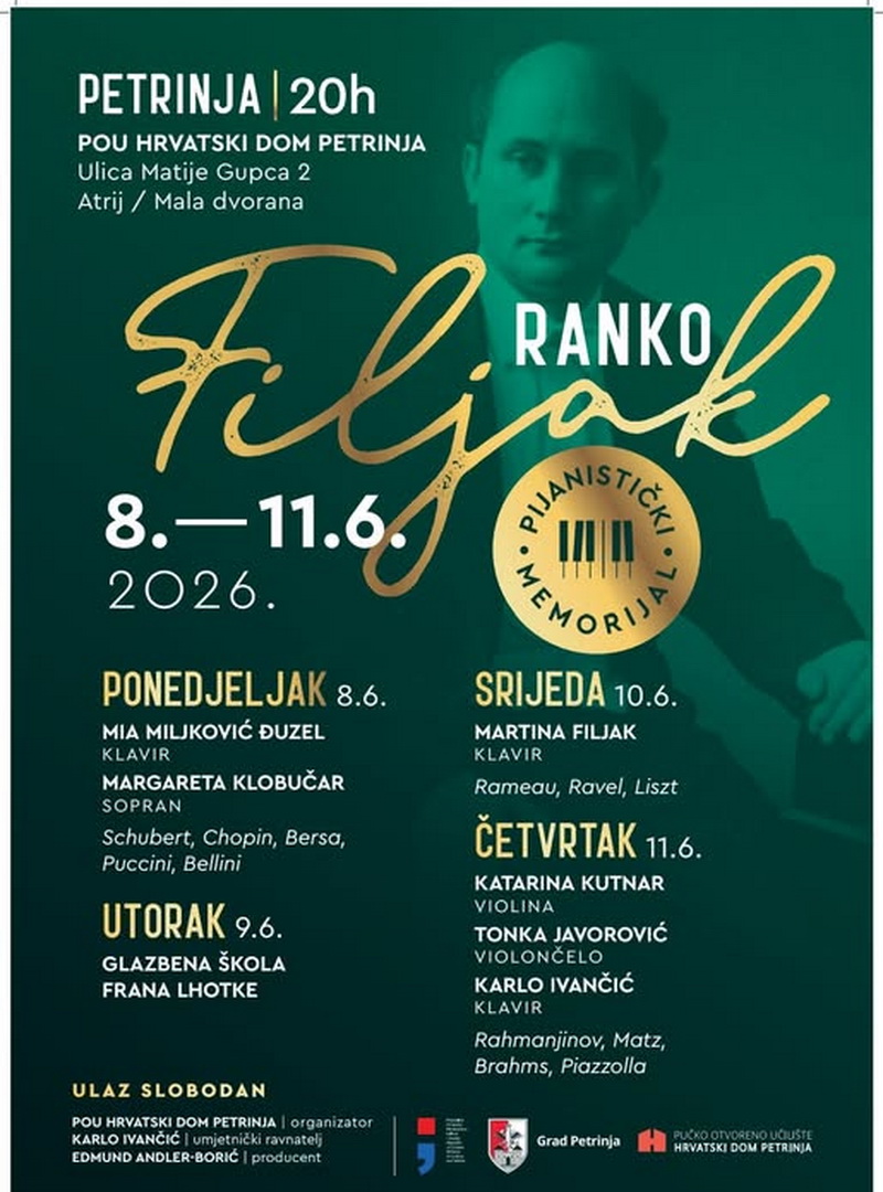 Od 8. do 11. lipnja očekuje nas sedmo izdanje Pijanističkog memorijala „Ranko Filjak“ – mjesto susreta vrhunskih glazbenika i publike