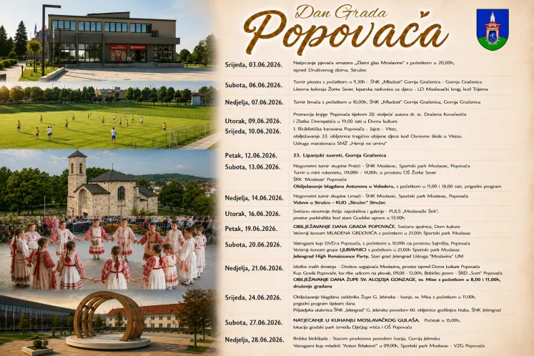 Pripremljen bogat program proslave Dana Grada Popovače