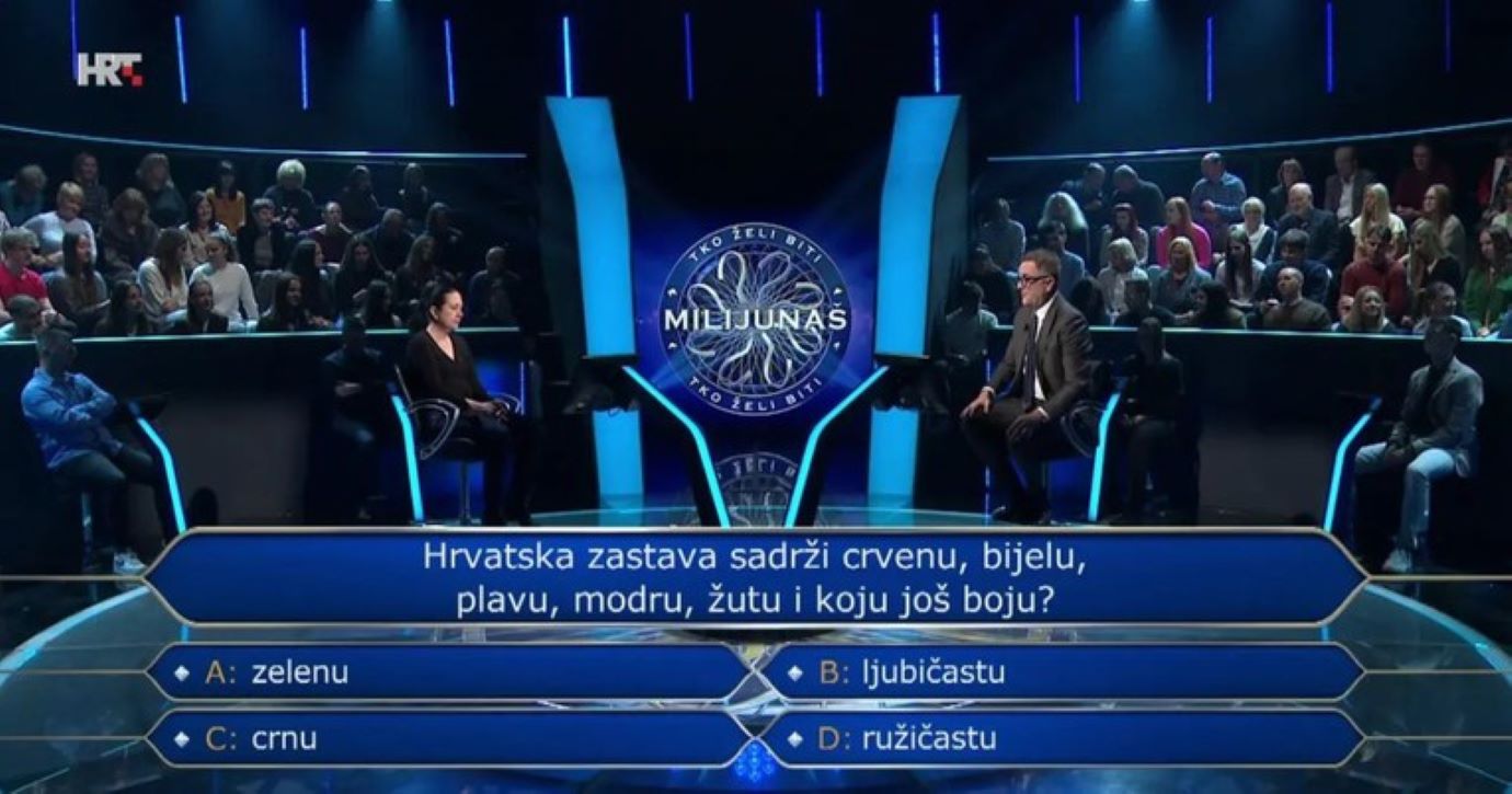 Pitanje o hrvatskoj zastavi zbunilo natjecateljicu u Milijunašu: Znate li vi odgovor?