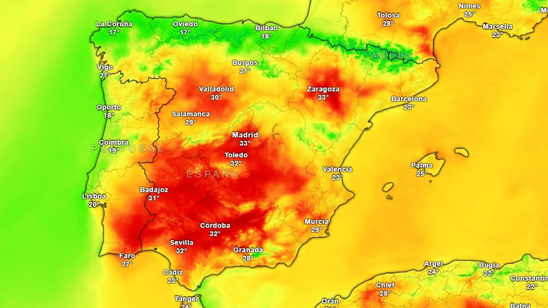 El calor y las lluvias ponen en aviso a siete comunidades en las próximas horas 