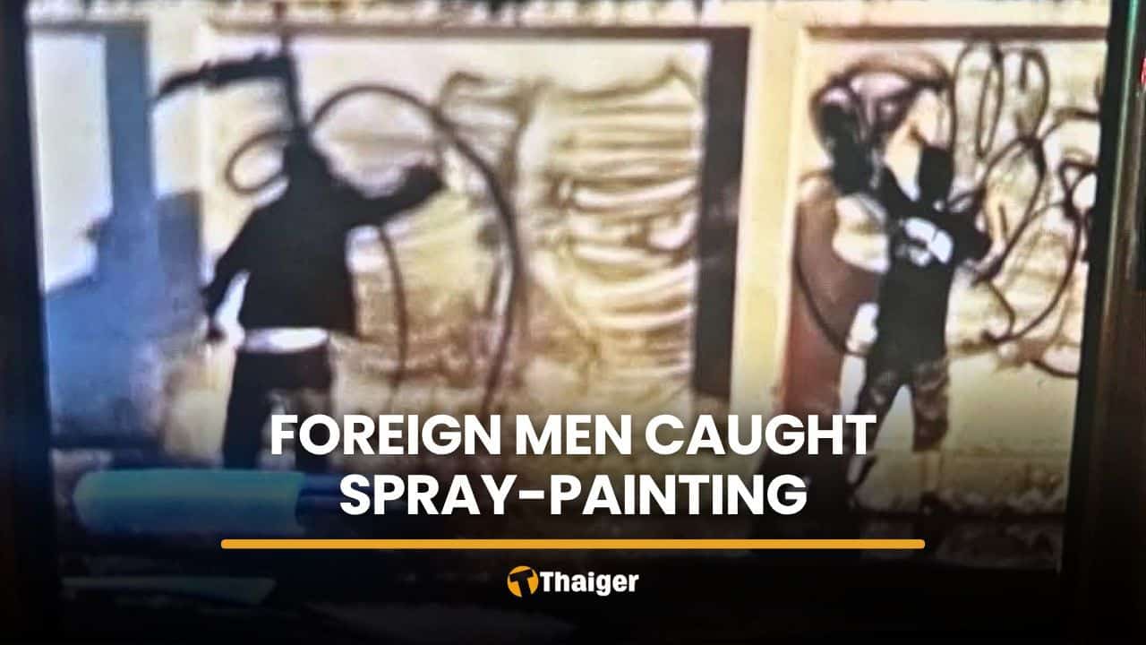 Foreign tourists fined for spray-painting Chiang Mai school fence